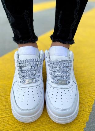 Nike air force 1 low reflective женские кроссовки найк кеды рефлективные7 фото