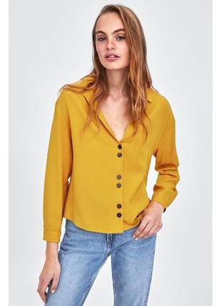 Блуза zara актуального теплого гірчичного , розмір м🌼
