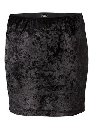 Короткая юбка esmara by heidi klum велюровая чёрная р. 36 и 40 евро2 фото