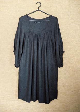 Вискозное легкое свободное платье сукня туника с пышными рукавамиzara1 фото