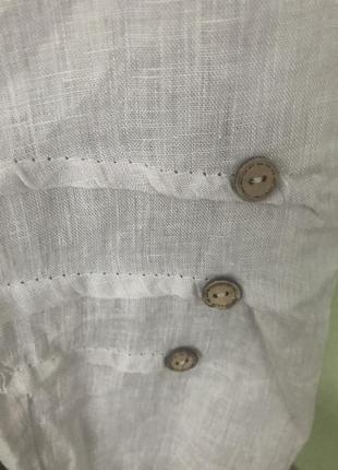 Лён бежевые бриджи капри  короткие штаны из натурального льна италия8 фото