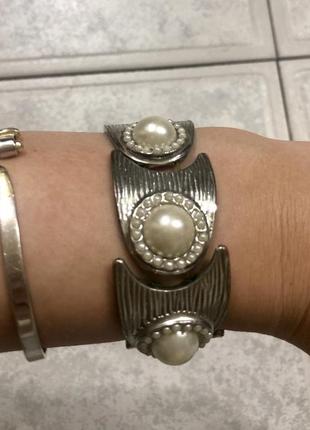 Розкішний вінтажний браслет з перлами у стилі клеопатри 🍃2 фото