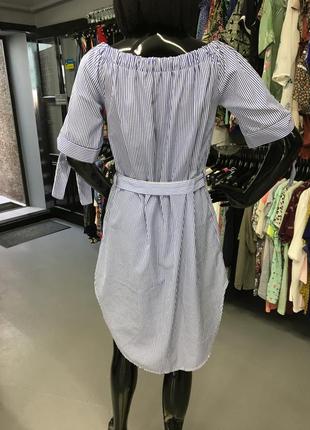 Котонова повітряна сукня міді, в принт смужка8 фото