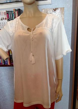 Натуральная, милейшая блуза с кружевом , бренда c&a, р. 64-661 фото