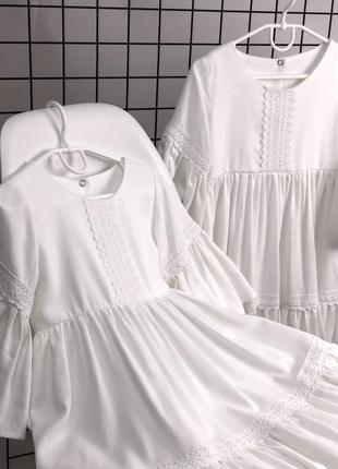 Святкова сукня з мереживом натуральна тканина льон