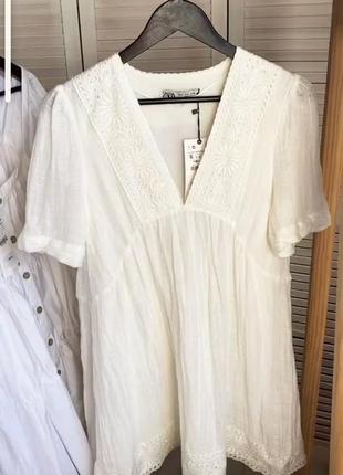 Платье с вышивкой вышитое белое zara оригинал