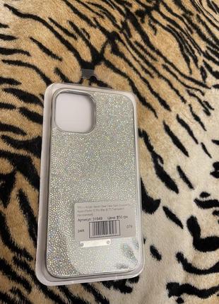 Чехол кожа iphone 12 pro max swarovski3 фото