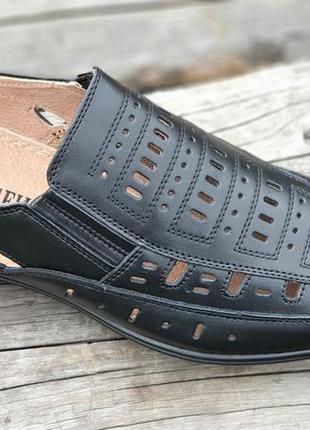 Мужские босоножки сандалии кожаные черные - чоловічі босоніжки сандалі шкіряні чорні5 фото