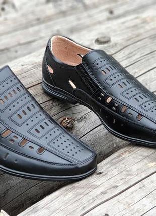 Мужские босоножки сандалии кожаные черные - чоловічі босоніжки сандалі шкіряні чорні6 фото