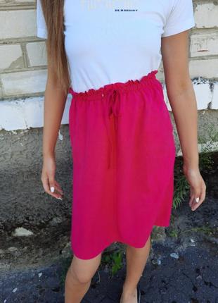 Льняная юбка цвета фуксии hm4 фото