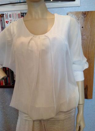 Двойная блуза с трикотажными манжетами и поясом бренда 2 biz, р. 54-56