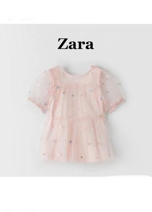 Топ з тюлю з вишивкою zara