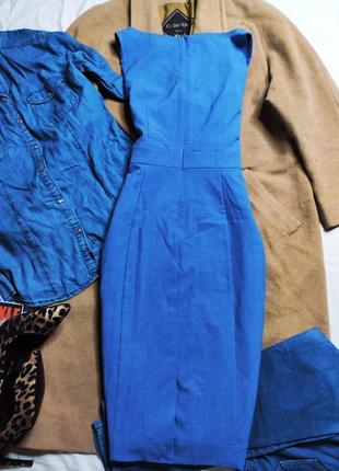 Banana republic платье голубое синее миди по фигуре карандаш футляр3 фото