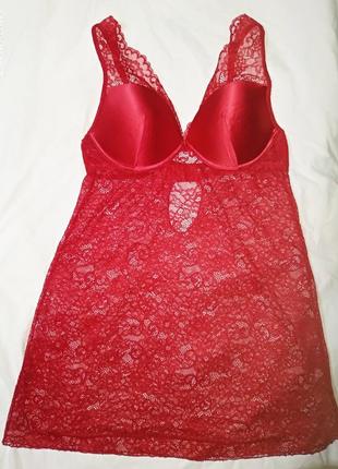 Пеньюар красный кружевной сорочка