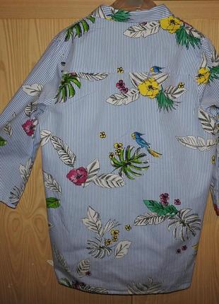 Zara зара блуза в полоску тропический принт р м блузка у смужку тропічний принт2 фото