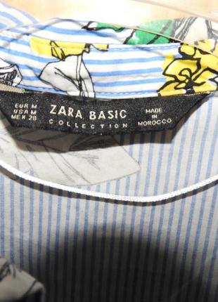 Zara зара блуза в полоску тропический принт р м блузка у смужку тропічний принт3 фото