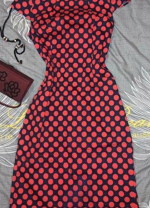 Розпродаж! сукня темно-синє в яскраво червоний горох, розмір 46 можна 44
