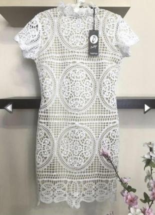Шикарну мереживну сукню міні, вечірній біле плаття міні,5 фото
