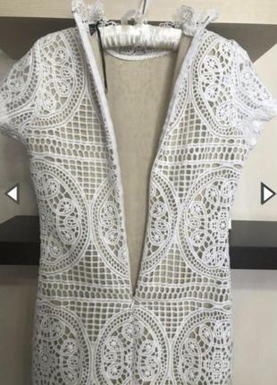Шикарну мереживну сукню міні, вечірній біле плаття міні,7 фото