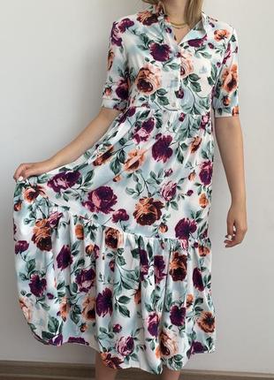 Платье ярусами летнее софт распродажа 42-5210 фото