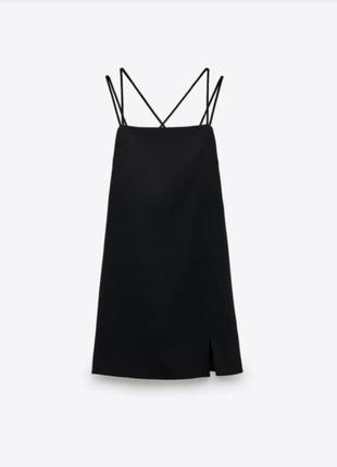 Міні сукня zara чорна коротка розріз4 фото