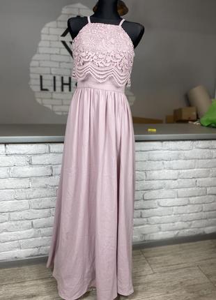 Вечерние длинное платье  с кружевом лиловое вечірні довге плаття з мереживом лілове2 фото