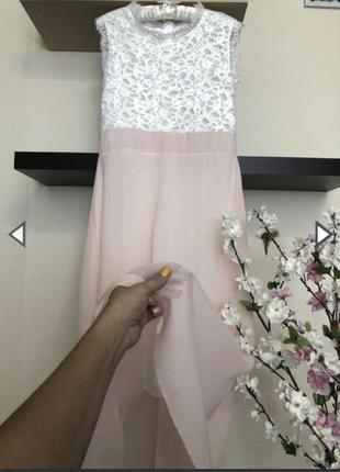 Нежное нарядное шифоновое платье с кружевом2 фото