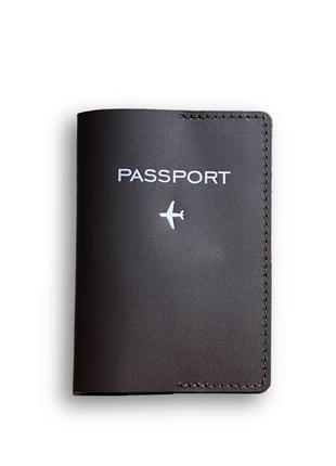 Обкладинка на паспорт зі шкіри, hand made, коричневая обложка на паспорт3 фото