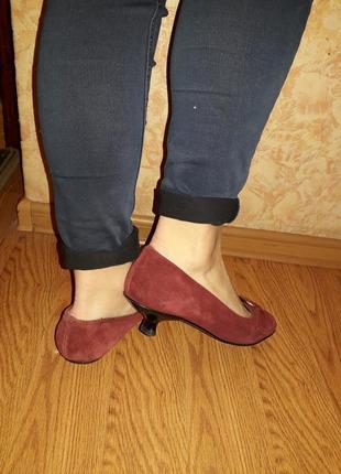 Комфортные бордовые туфли/натуральная кожа + нат.замш2 фото
