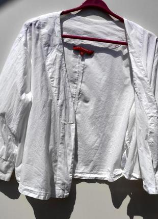 Блуза накидка котонова білосніжна розмір хl (е-192)4 фото