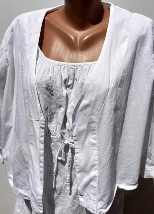 Блуза накидка котонова білосніжна розмір хl (е-192)10 фото