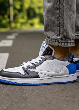 Мужские стильные осенние кроссовки nike air jordan retro 1 low x fragment x trawis scott1 фото