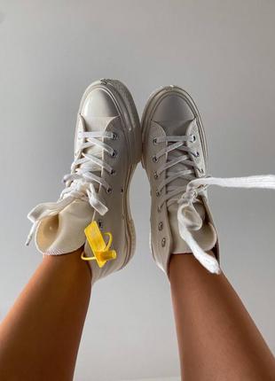 Женские стильные осенние кроссовки converse dior chuk 70 hi /beige/egret10 фото