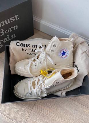 Женские стильные осенние кроссовки converse dior chuk 70 hi /beige/egret5 фото