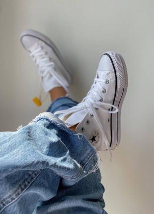 Женские стильные осенние кроссовки converse chuk taylor high sole white7 фото