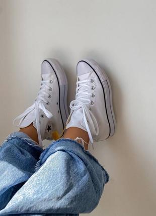 Женские стильные осенние кроссовки converse chuk taylor high sole white10 фото