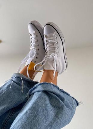 Женские стильные осенние кроссовки converse chuk taylor high sole white9 фото