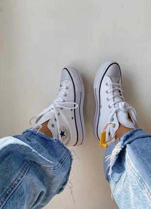 Женские стильные осенние кроссовки converse chuk taylor high sole white8 фото