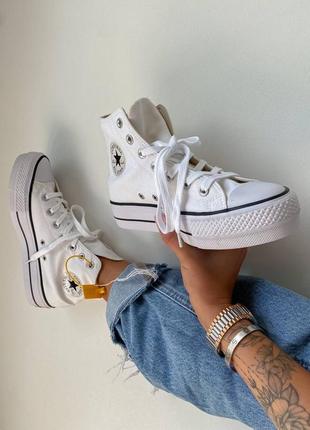 Женские стильные осенние кроссовки converse chuk taylor high sole white3 фото