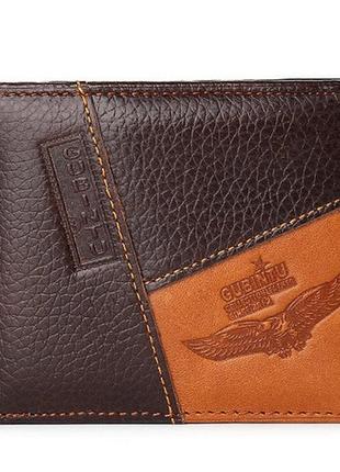 Кожаный мужской кошелек портмоне мужское из натуральной кожи с орлом gubintu, бумажник для мужчин кожа2 фото