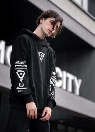 Спортивний чоловічий набір без бренду, весняний комплект haipp - v11 чорний худі штани4 фото