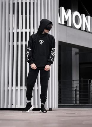 Спортивний чоловічий набір без бренду, весняний комплект haipp - v11 чорний худі штани10 фото