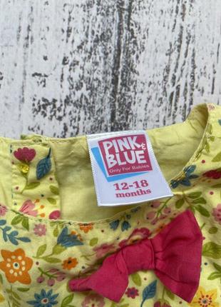 Крутое пышное платье сарафан в цветочки для девочки pink&blue 12-18мес2 фото
