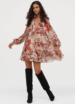 Сукня бохо h&m квіти волани рюши плаття коротке