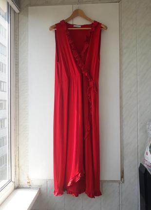 Стильное комфортное трикотажное платье классического красного цвета2 фото