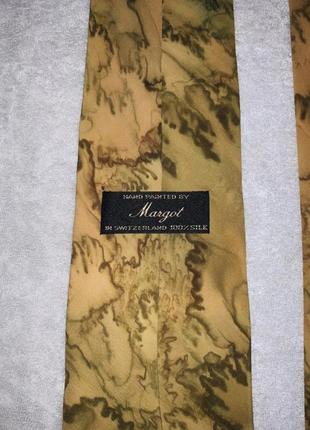 Швейцарский шелковый галстук горчичного цвета ручной работы margot4 фото
