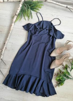 Синя сукня 👗 з воланами еластична1 фото
