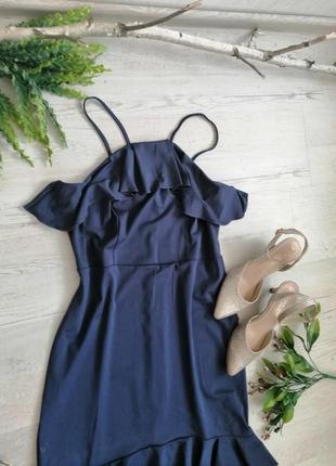 Синя сукня 👗 з воланами еластична3 фото