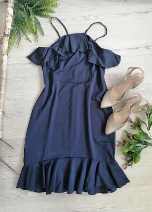 Синя сукня 👗 з воланами еластична2 фото