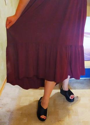 Сукня бордо широкого покрою з кишенями, розмір універсальний5 фото